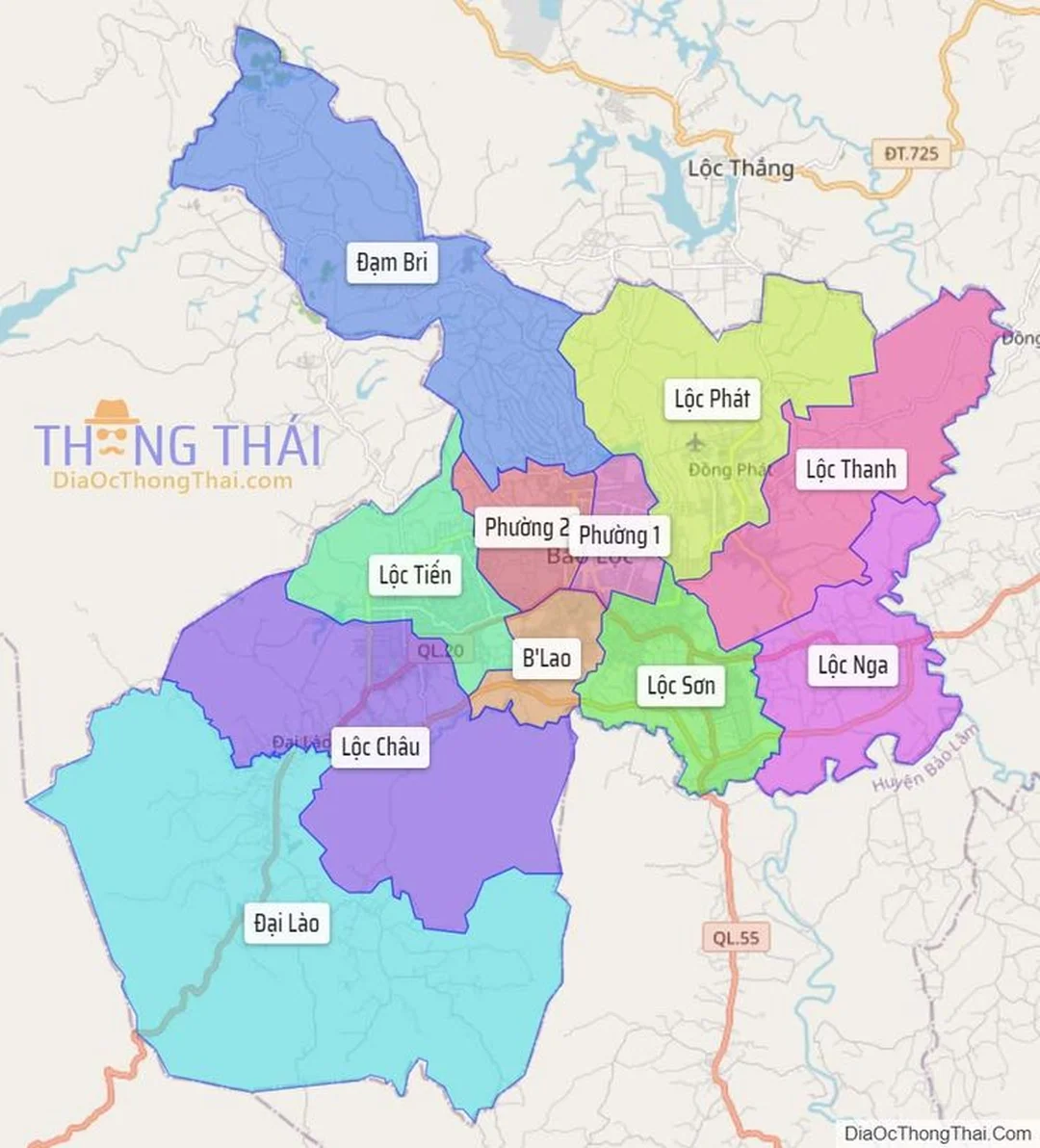 Bản đồ Bảo Lộc dùng để so sánh lớp hành chính và quy hoạch bản đồ huyện bảo lộc lâm đồng dạng ảnh hành chính phục vụ so sánh các lớp bản đồ
