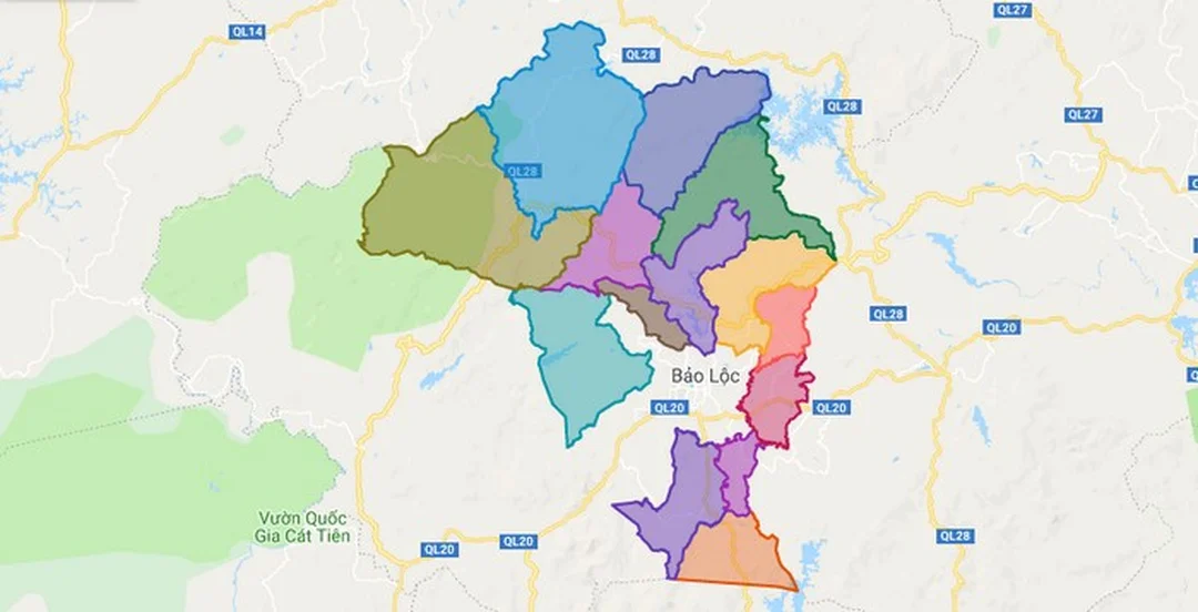 Bản đồ khu vực Bảo Lâm giáp Bảo Lộc bản đồ huyện bảo lộc lâm đồng gần khu vực Bảo Lâm và các hướng đi phụ cận
