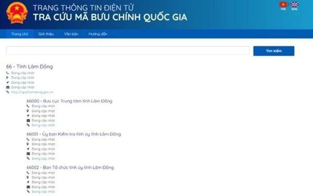 bảng mã bưu chính bảo lộc lâm đồng theo khu vực