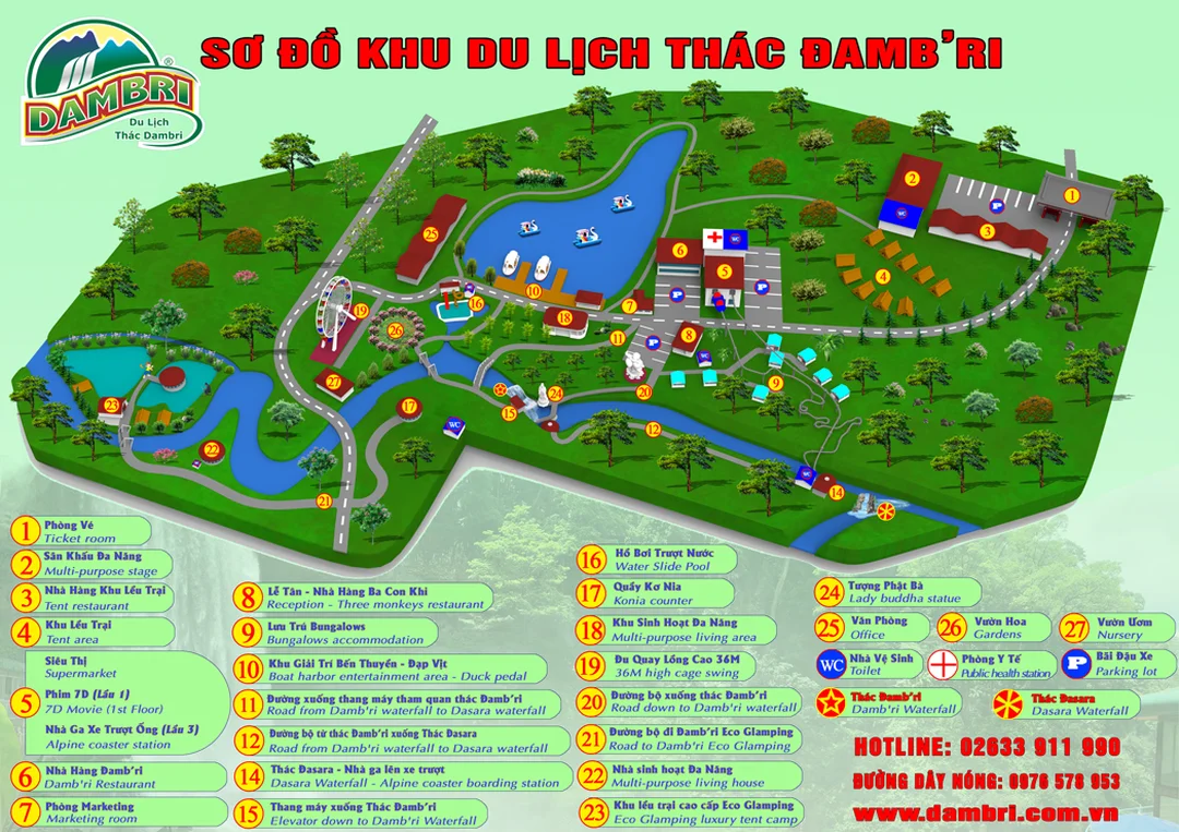 sơ đồ tham quan Đambri từ 80 hoàng văn thụ phường 1 bảo lộc lâm đồng