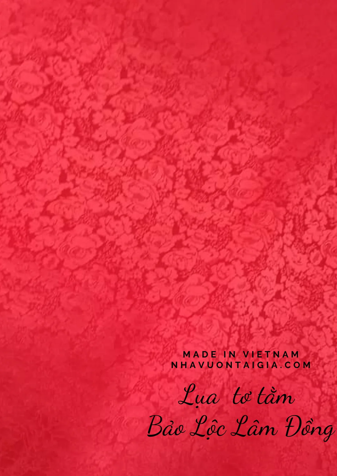tấm vải tơ tằm bảo lộc lâm đồng hoa văn đỏ