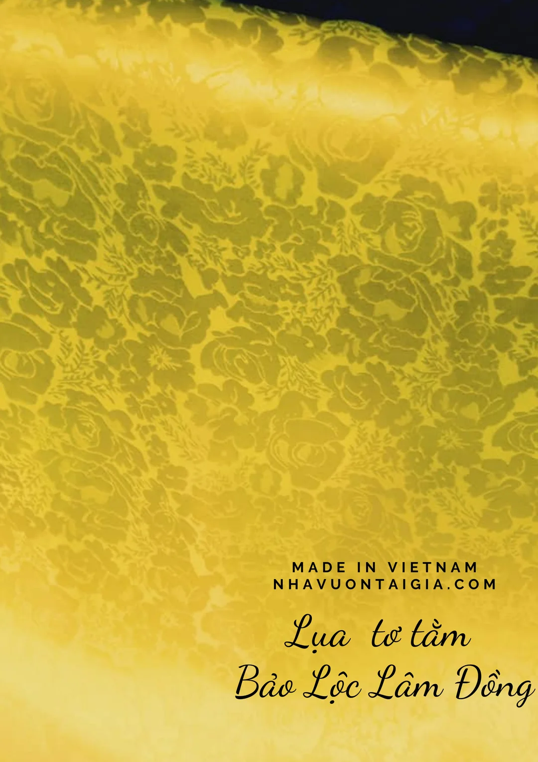 tấm vải tơ tằm bảo lộc lâm đồng hoa văn vàng