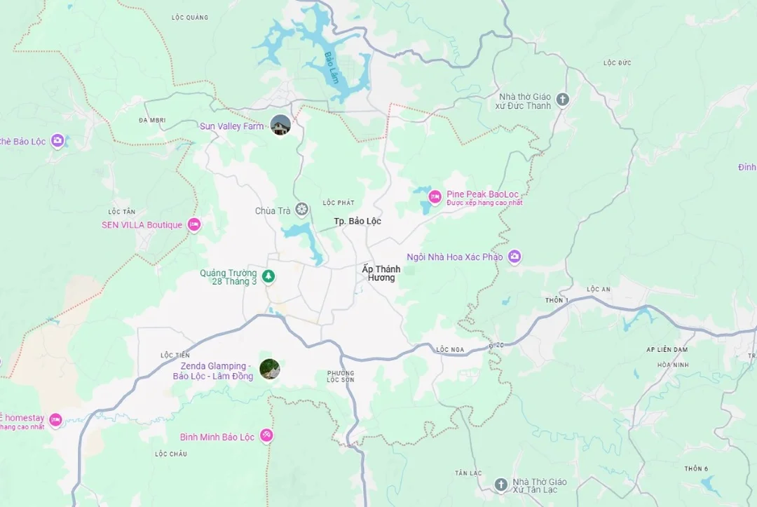 vị trí Bảo Lộc trên bản đồ tỉnh Lâm Đồng